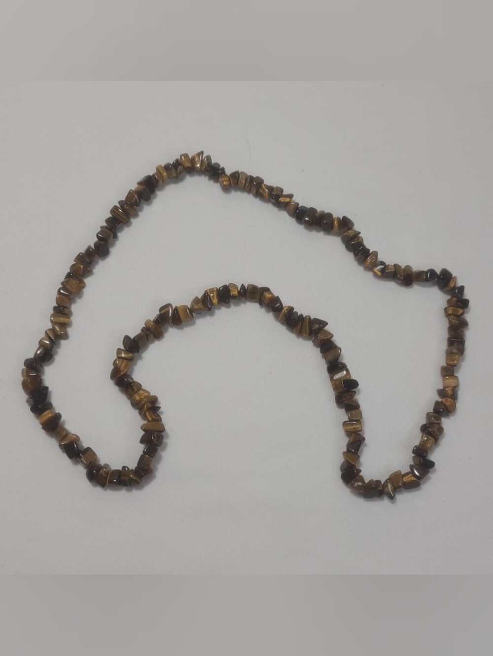 Vintage Tigers Eye Gemstone Chip Beaded Single Strand Necklace